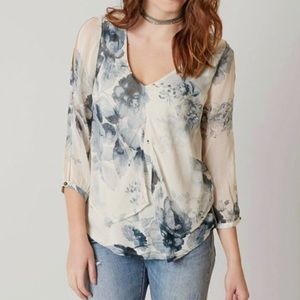 Lucky Brand Floral Chiffon Overlay Top